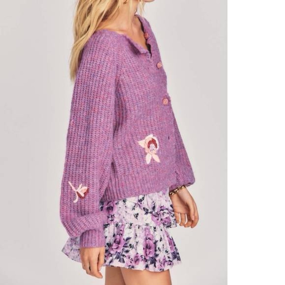 Loveshackfancy Brookie Floral-Embroidered Wool-Bl… - image 4